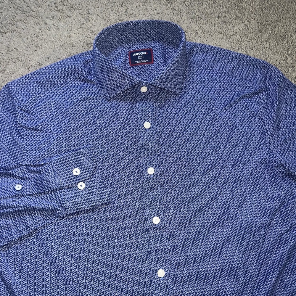 UNTUCKit Stanton Performance Regular Fit Shirt Men's Small Geometric‎ Button Up